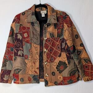 COLDWATER CREEK Patchwork Tapestry JACKET BLAZER Multi-Colors Size Petite Medium